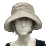 Boston Millinery Vintage Style Alice wide front brim natural beige linen no accessory handmade