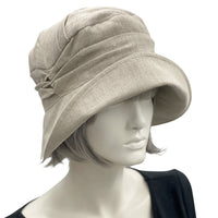 Boston Millinery Vintage Style Alice wide front brim natural beige linen no accessory  side view