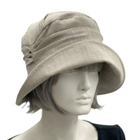 Boston Millinery Vintage Style Alice wide front brim natural beige linen no accessory 