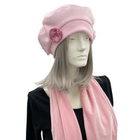 Pale Pink Fleece Beret Boston Millinery