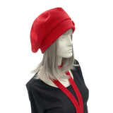 Red Fleece Beret side view Boston Millinery 