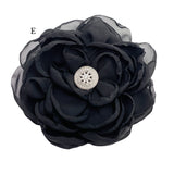 Center E Vintage Style Peony Flower and Ostrich Feather Fascinator in Black Chiffon 
