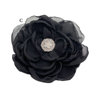  Center C Vintage Style Peony Flower and Ostrich Feather Fascinator in Black Chiffon 