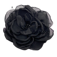 Center A Vintage Style Peony Flower Fascinator in Black Chiffon 