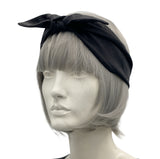 Black Linen bow headband vintage style