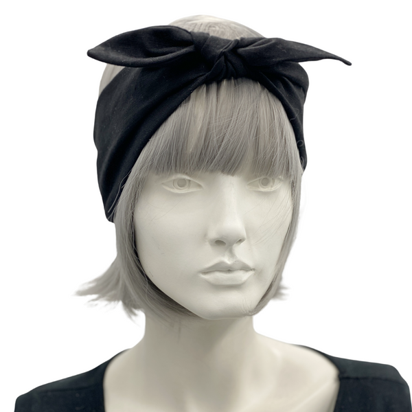 Black Linen bow headband 