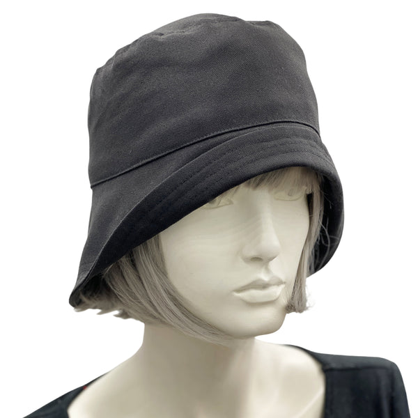 Boston Millinery Black Rain hat the Eleanor style cloche hat women. Handmade 