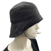 Boston Millinery Black Rain hat the Eleanor style cloche hat women. Handmade. Side view