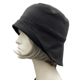 Boston Millinery Black Rain hat the Eleanor style cloche hat women. Handmade. Side view