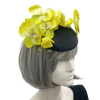 Black and Yellow orchid Flower Fascinator 