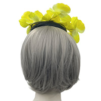 Black and Yellow orchid Flower Fascinator rear view