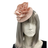 Blush Pink satin flower fascinator for weddings, the races,  cocktails, and tea parties 