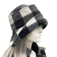 Buffalo Plaid bucket hat in black and white  side view