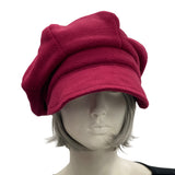 Handmade Newsboy hat in wine/burgundy fleece Boston Millinery 
