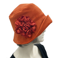 Burnt Orange Cloche hat vintage style