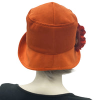 Cloche hat The Eleanor rust orange rear view
