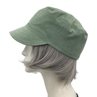 Linen Cadet Cap with Ribbon Flowers side view
