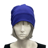 Royal Blue chemo beanie women front view