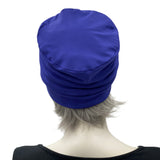 Royal Blue chemo beanie women rear view