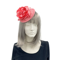 Coral flower handmade fascinator satin the Duchess