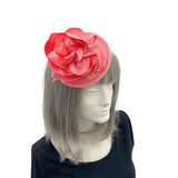 Coral flower handmade fascinator satin the Duchess Weddings special occasions 