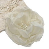 Chiffon rose in cream fascinator brooch
