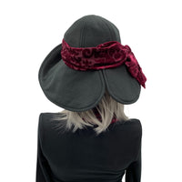 Black Wide Brim Fleece Hat with Velvet Band and Bow | The Derby