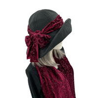 Black Wide Brim Fleece Hat with Velvet Band and Bow | The Derby