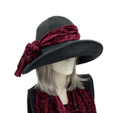Black Wide Brim Fleece Hat with Velvet Band and Bow | The Derby