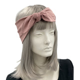 Knotted Bow Boho Head Wrap in Stretch Jersey, Dusky Pink Spring Collection