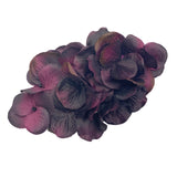 Large Eggplant color hydrangea petal brooch shown on a white background