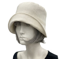 1920s Style Hat in Cream Linen with Chiffon Rose | The Eleanorside view