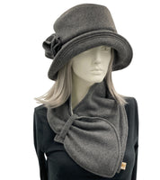 Fleece Neck Wrap Winter Scarf front view with hat