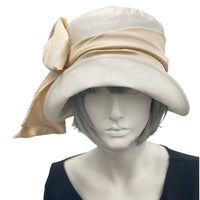 Antique White Cloche Hat top front viewBoston Millinery