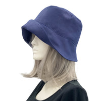 Navy Blue Linen Cloche Hat with Hydrangea Accessory | The Eleanor