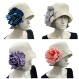 Cloche with Peony brooch many colors to choose from