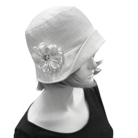 1920s Jazz Age Lawn Party Hat in Summer Linen | The Eleanor Cloche