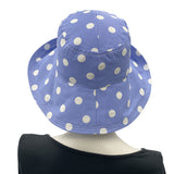 Ladies Polka Dot spot sunhat in periwinkle rear view vintage inspired