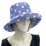 Ladies Polka Dot spot sunhat in periwinkle  front view vintage inspired