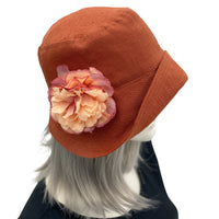 Boston Millinery Elenor cloche Terracotta cinnamon rust linen cloche hat women handmade  side view