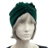 vintage style velvet turban in emerald green