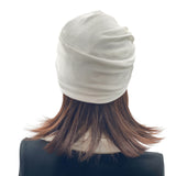 Winter white velvet turban hat rear view Boston Millinery 