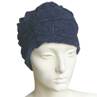 Navy Blue sparkle turban chemo hat elegant 1920s style