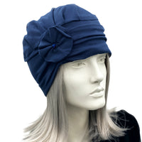Navy blue cotton jersey turban Gatsby style