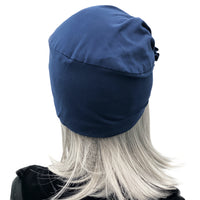 Navy blue cotton jersey turban rear view 1920s flapper style
