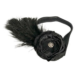 Black flapper headband flower and feather
