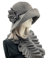 Wide brim winter hats women gray