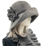 Gray fleece derby hat