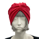 The Evie turban in fleece Red front view