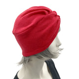 The Evie turban in fleece red side view